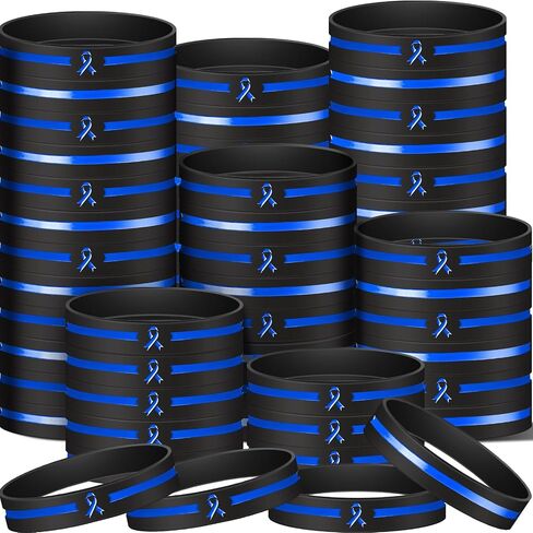 Hiboom 200 PCS التوعية الأزرق بأساور السيليكون السيليكون القولون التوعية بسرطان الوعي بالمطاط معصمات ملهمة لسرطان القولون للنساء الحدث الخيري الاجتماعي in Saudi Arabia