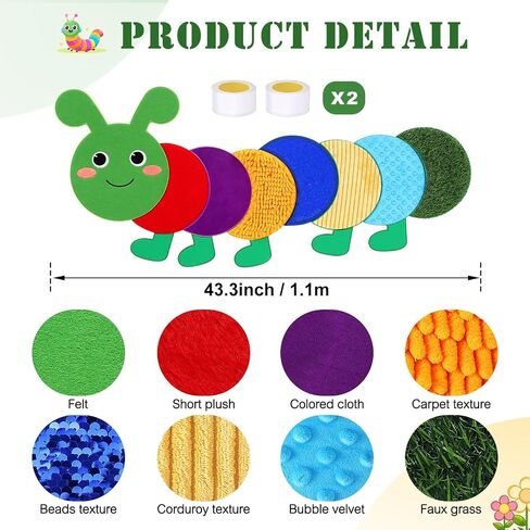 Caterpillar Sensory Wall Panel for Kids Sequin Busy Board Play Room Daycare Toys Sensory Tiles for Wall and Floor Textured Mats and Squares for Autism Children Toddlers Classroom Activity in Saudi Arabia