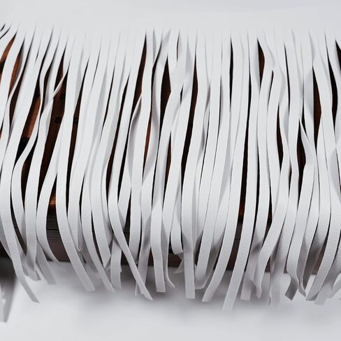 3 Meters Double Side PU Leather Fringe Trim, 8 Inch Wide PU Faux Leather Fringe Trim for DIY Lamp Shade Bag Sewing Dress Crafts Skirt Decoration (Black) in Kuwait