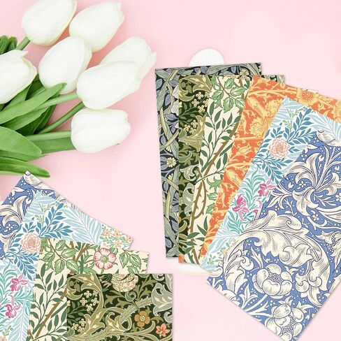 120PCS William Morris Floral Paper Napkins - 6 Vintage Wildflower Disposable Hand Towels for Bathroom, Dinner, Picnic, Wedding | 4.5"x8" | Disposable Napkins for Daily Use, Family Gatherings in Kuwait
