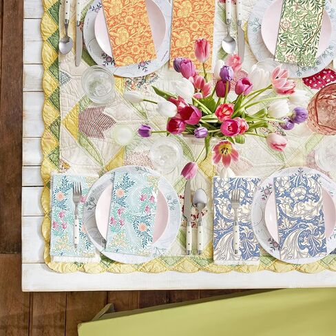 120PCS William Morris Floral Paper Napkins - 6 Vintage Wildflower Disposable Hand Towels for Bathroom, Dinner, Picnic, Wedding | 4.5"x8" | Disposable Napkins for Daily Use, Family Gatherings in Kuwait