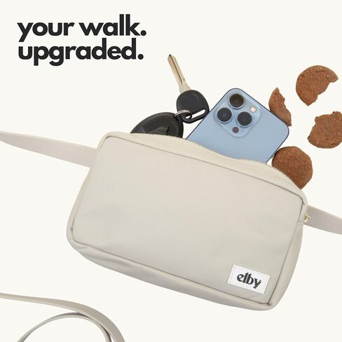 Elby - Hands Free Dog Leash مع حقيبة علاج - إكسسوارات المشي الكلاب - مقود تدريب الكلاب مع حزمة فاني - ملحقات الكلاب وأساسيات المشي - الكلاب المتوسطة والكبيرة (البيج الداكن ، العادية) in Saudi Arabia