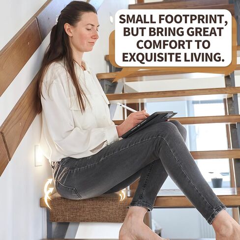 شراء وسادة أرضية للدرج الداخلي ، وسادة خطوة غير قابلة للانزلاق فاخرة فاخرة ذات كثافة عالية الكثافة للقراءة واللعب أثناء وجوده على الدرج ، 12.6 "× 10" ، براون in Kuwait