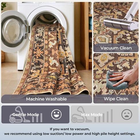 Kokia Washable Area Rug 6x9 Lightweight Ultra-Thin Non-Slip Living Room Rugs Vintage Printed Low Pile Lightweight Carpet Bedroom Dining Room Office Indoor Area, Anya Orange in Saudi Arabia
