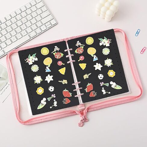 8 صفحات عرض دبوس كتاب كتاب الحامل المينا الدبوس كتاب تداول مع 8 صفحات لوحات عرض A5 Brooch Pin Storage Organizer Binder ألبوم لجامع السفر in Kuwait