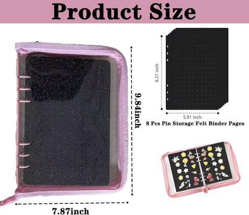 8 صفحات عرض دبوس كتاب كتاب الحامل المينا الدبوس كتاب تداول مع 8 صفحات لوحات عرض A5 Brooch Pin Storage Organizer Binder ألبوم لجامع السفر in Kuwait