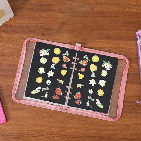 8 صفحات عرض دبوس كتاب كتاب الحامل المينا الدبوس كتاب تداول مع 8 صفحات لوحات عرض A5 Brooch Pin Storage Organizer Binder ألبوم لجامع السفر in Kuwait