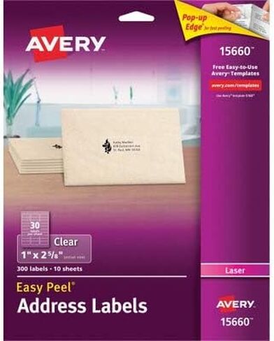 Avery Clear Easy Peel Admit Labels لطابعات الليزر 1 "× 2-5/8" ، حزمة 300 (15660) in Saudi Arabia