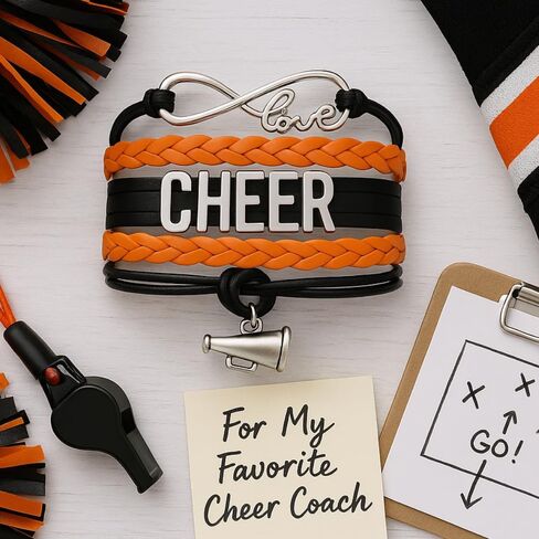 "Cheer Charm Bracelet- Infinity Love Adjustable Cheerleading Jewelry in Team Colors for Cheerleader " in Kuwait