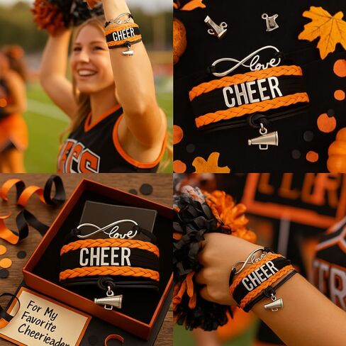 "Cheer Charm Bracelet- Infinity Love Adjustable Cheerleading Jewelry in Team Colors for Cheerleader " in Kuwait