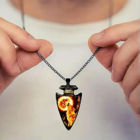 Exquisite Domineering Flame Wolf King Pattern Retro Geometric Triangle Exquisite in Saudi Arabia