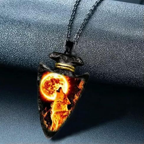 Exquisite Domineering Flame Wolf King Pattern Retro Geometric Triangle Exquisite in Saudi Arabia