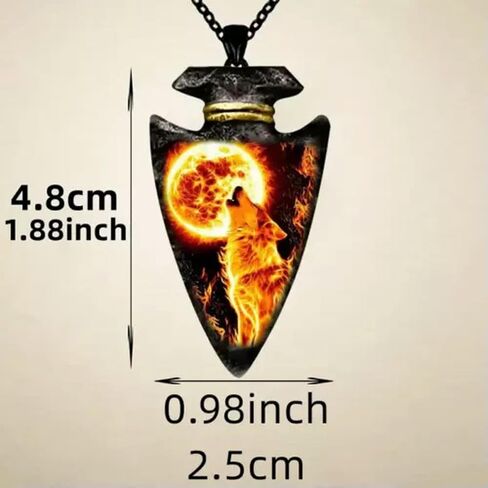 Exquisite Domineering Flame Wolf King Pattern Retro Geometric Triangle Exquisite in Saudi Arabia