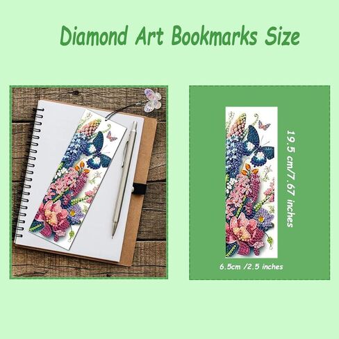 8 Pcs 5D Diamond Art Bookmarks for Reading Lovers, Handmade DIY Diamond Painting Book Marks with Tassels for (Flower) in Saudi Arabia