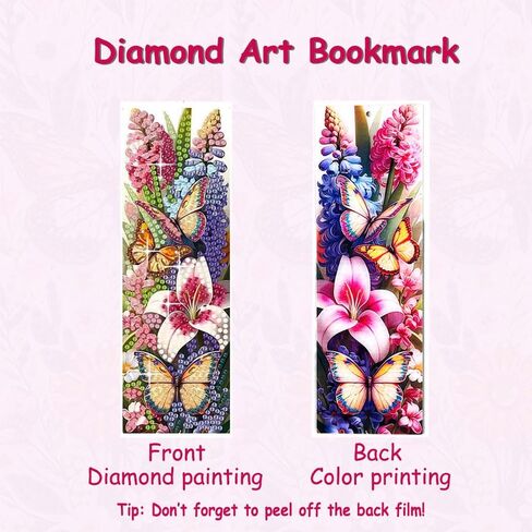 8 Pcs 5D Diamond Art Bookmarks for Reading Lovers, Handmade DIY Diamond Painting Book Marks with Tassels for (Flower) in Saudi Arabia