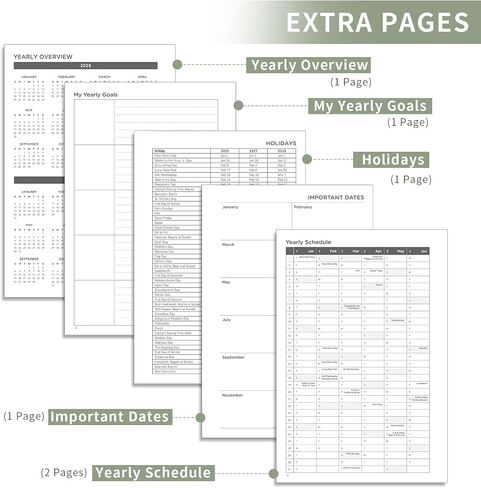 AHGXG 2026 Planner ، Weekly and Monthly ، 2026 Calendar ، Jan 2026 - December 2026 ، Hardcover مع علامات تبويب شهرية ، 100 GSM ورقة سميكة ، لمستلزمات المكاتب المنزلية للمدرسة النسائية ، 6 "× 8.38" ، Sage Green in Kuwait