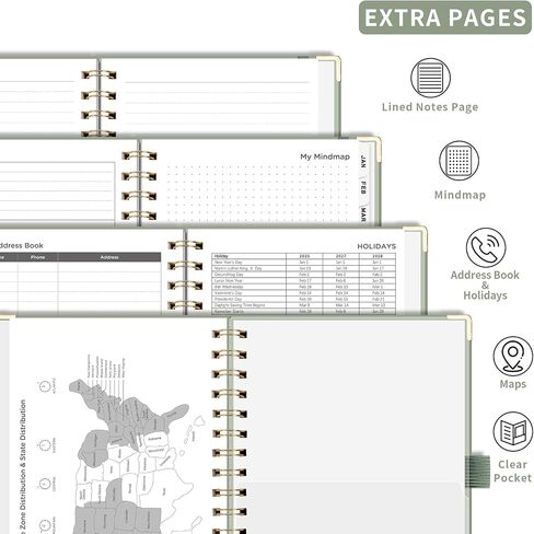 AHGXG 2026 Planner ، Weekly and Monthly ، 2026 Calendar ، Jan 2026 - December 2026 ، Hardcover مع علامات تبويب شهرية ، 100 GSM ورقة سميكة ، لمستلزمات المكاتب المنزلية للمدرسة النسائية ، 6 "× 8.38" ، Sage Green in Kuwait