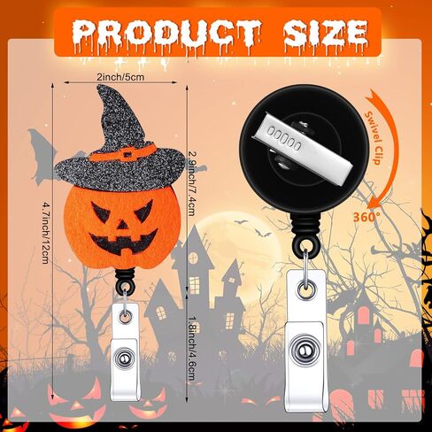 12 Pcs Halloween Badge Reels Retractable ID Holder with Clip Name Badges Ghost Pumpkin Witch Name Badge Holder with Swivel Clip for Nurse Women Doctor Office Gifts (Ghost Style) in Saudi Arabia