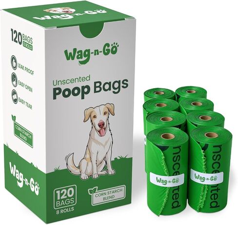 Dog Poop Bags Rolls, 120 Count Unscented Doggie Waste Bags, Leak Proof, Easy to Tear, Fits All Dispensers in Saudi Arabia