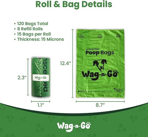 Dog Poop Bags Rolls, 120 Count Unscented Doggie Waste Bags, Leak Proof, Easy to Tear, Fits All Dispensers in Saudi Arabia