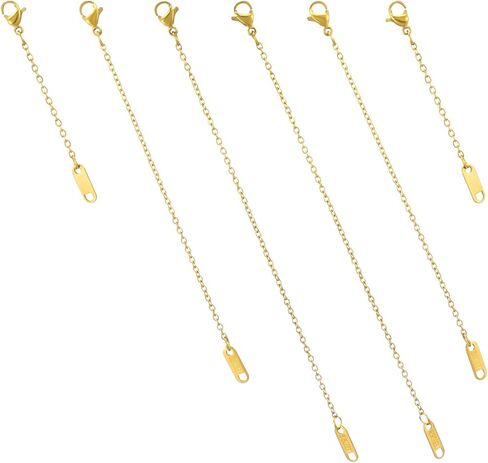 6Pcs Gold Necklace Extenders for Women Chain Extenders for Necklaces 2" 4" 6" Stainless Steel Jewelry Chain Extender for Bracelet Anklet Necklace Extensions for Jewelry Making (5/10/15cm) in Saudi Arabia