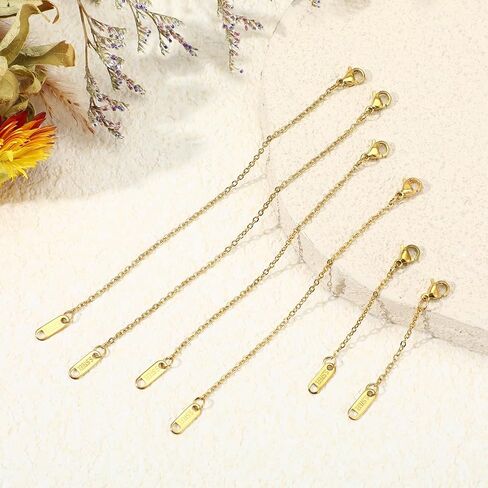 6Pcs Gold Necklace Extenders for Women Chain Extenders for Necklaces 2" 4" 6" Stainless Steel Jewelry Chain Extender for Bracelet Anklet Necklace Extensions for Jewelry Making (5/10/15cm) in Saudi Arabia