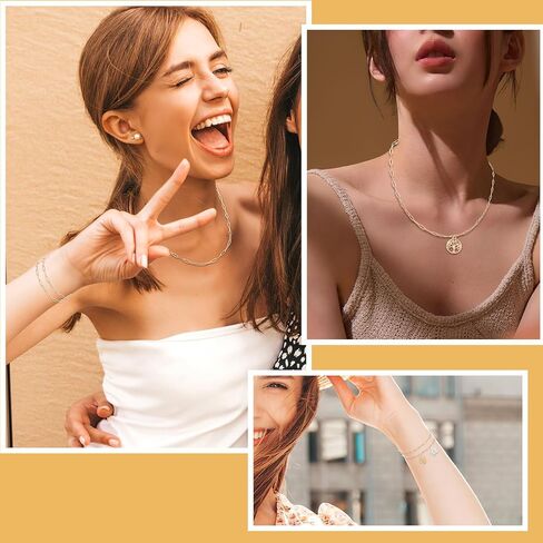 10Pcs Gold Paperclip Necklace 18Inch 18K Gold Plated Chains for Jewelry Making 5Pcs Charm Necklace Chain 5Pcs Charm Bracelet Chain Stainless Steel Necklace Chains DIY Charm Necklace Bracelet for Women in Saudi Arabia