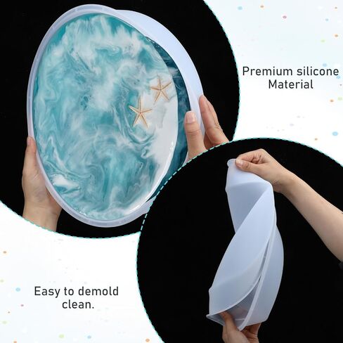 طاولة راتنج كبيرة إضافية 12 بوصة مستدير السيليكون صينية لوحة الجدول القالب لصالح راتنج الايبوكسي الصب DIY ، لوحة التقطيع ، زخرفة سطح المكتب in Kuwait