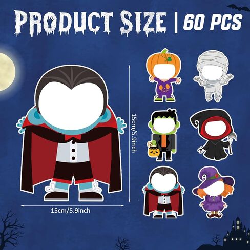 FUUTREO 60 PCS Halloween Termouts with Space Space Pumpkin Witch Monster Cutout for Bulletin Board DIY Craft Classroom Party Decoration in Saudi Arabia