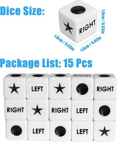 ZLIXING 15 Pcs Dice for Left Right Center Dice Game Prime Only Dice Family Board Games Accessories in Kuwait