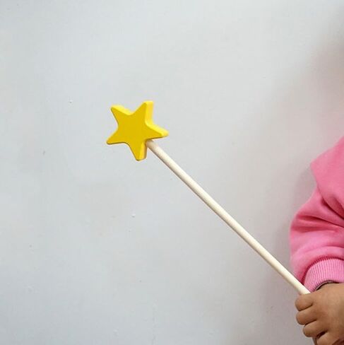 1 Piece Wooden Star Fairy Wands Luxury Wooden Fairy Wand Stick Wooden Craft Wands DIY Fairy Wands for DIY Handmade Christmas Halloween Party Cosplay, 13.8 Inches, Yellow in Saudi Arabia