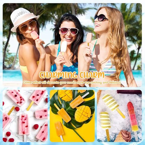 Geiserailie 80 Pieces Glitter Acrylic Sticks 4.53 Inch Reusable Mirror Laser Stick Craft Ice Cream for Party, Festival and Home DIY, 2 Styles in Saudi Arabia