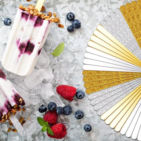 Geiserailie 80 Pieces Glitter Acrylic Sticks 4.53 Inch Reusable Mirror Laser Stick Craft Ice Cream for Party, Festival and Home DIY, 2 Styles in Saudi Arabia