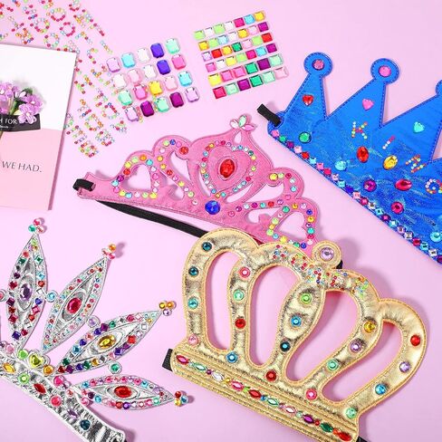 CIVANER 17 PCS Princess Party Crowns مجموعة DIY Tiaras Making Kit للأطفال مع ملصقات الماس ، ومصالح الحفلات واللوازم in Kuwait