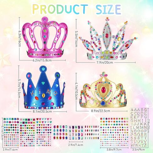 CIVANER 17 PCS Princess Party Crowns مجموعة DIY Tiaras Making Kit للأطفال مع ملصقات الماس ، ومصالح الحفلات واللوازم in Kuwait