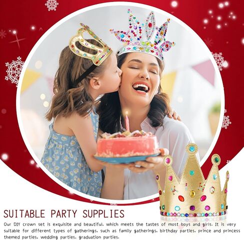 CIVANER 17 PCS Princess Party Crowns مجموعة DIY Tiaras Making Kit للأطفال مع ملصقات الماس ، ومصالح الحفلات واللوازم in Kuwait