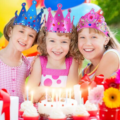 CIVANER 17 PCS Princess Party Crowns مجموعة DIY Tiaras Making Kit للأطفال مع ملصقات الماس ، ومصالح الحفلات واللوازم in Kuwait