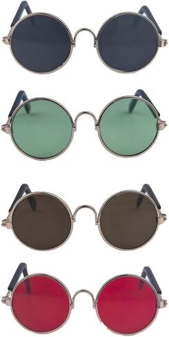 نظارات لدمى لابوبو ， 4 أزواج من النظارات المصغرة المخصصة بحجم 2.8 بوصة (7 سم) ، مناسبة للدمى من 3.94-6.7 بوصة (10-17 سم) ، والأطر المعدنية ، والوردي ، والأزرق ، والأصفر ، والأرجواني in Kuwait