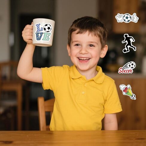 100 PCS Soccer Stickers ، ملصق مقاوم للماء فينيل لزجاجات المياه المحمولة ، هدايا كرة القدم للفتيات ، وصالح حفلات كرة القدم ومخزن عيد الميلاد للأطفال in Saudi Arabia