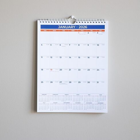 2026 تقويم الحائط - يناير 2026 - ديسمبر 2026 ، 12 تقويم معلق شهري ، 2026 مخطط ، A4 الحجم 8.5 "× 11" ، الربط الحلزوني ، العطلات ، تواريخ جوليان ، كتل كبيرة ، ربط مزدوج ، خطاف معلق ، (حزمة واحدة) in Kuwait