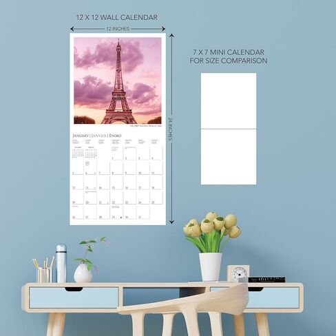 Graphique 2026 Wonders of the World Wall Calendar | 12 "× 12" | ورقة سميكة | المنظم والمكاتب منظم | شبكة شهرية كبيرة | 3 لغات وأعياد ملحوظة | صفحة معاينة 4 أشهر لعام 2027 in Saudi Arabia