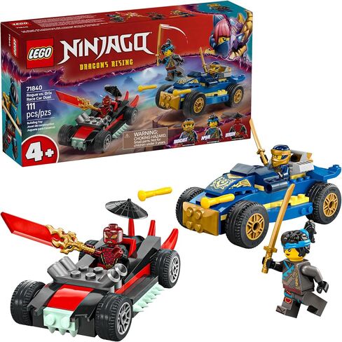 Lego Ninjago Rogue vs. Drix Race Car Building Toy لأطفال ما قبل المدرسة - لعبة Ninja مع Starter Brick for Boys & Girls ، 4+ - فكرة هدية لأعياد الميلاد و Dragons Rising Fans - 71840 in Saudi Arabia