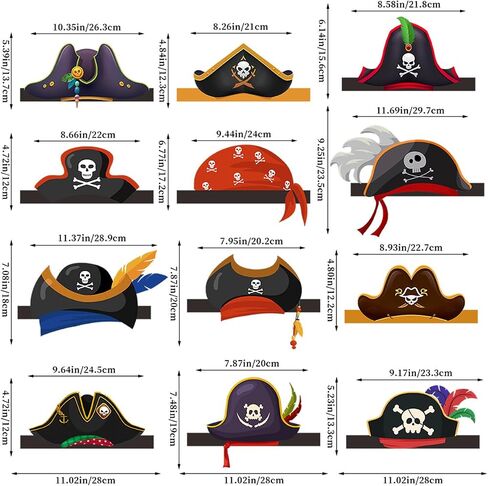 36 PCS Pirate Party Hats: قبعات عيد ميلاد الورق وملحقات الأزياء ، مناسبة للبنين والبنات ، زخارف أعياد الميلاد ذات الطابع القراصنة وإلوازات الهالوين in Kuwait