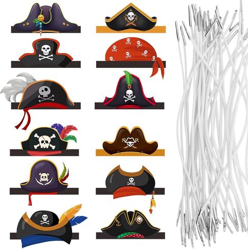 36 PCS Pirate Party Hats: قبعات عيد ميلاد الورق وملحقات الأزياء ، مناسبة للبنين والبنات ، زخارف أعياد الميلاد ذات الطابع القراصنة وإلوازات الهالوين in Kuwait