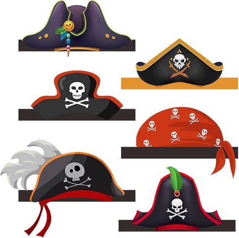 36 PCS Pirate Party Hats: قبعات عيد ميلاد الورق وملحقات الأزياء ، مناسبة للبنين والبنات ، زخارف أعياد الميلاد ذات الطابع القراصنة وإلوازات الهالوين in Kuwait