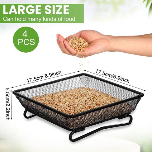 4 PCS RORTER BIRDER TRAY 6.9 × 6.9 × 2.2 بوصة ، صينية بذور منصة معدنية لمغذيات الطيور ، زخرفة ساحة الحديقة الرائعة للطيور البرية حمامة in Saudi Arabia