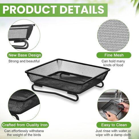 4 PCS RORTER BIRDER TRAY 6.9 × 6.9 × 2.2 بوصة ، صينية بذور منصة معدنية لمغذيات الطيور ، زخرفة ساحة الحديقة الرائعة للطيور البرية حمامة in Saudi Arabia