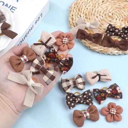 20 PCS Brown Small Dog Bows Cuit Puppy Cog Hair with Rubber Bands Bulk Pet Bowknot Hair Dows Grooming Flower Ball Bowknot Top Cnot لقضاء العطلة اليومية يوركي in Kuwait