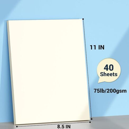 Cream Cardstock 8.5 × 11 ، ورقة طابعة سميكة 75 رطل/200 GSM ، 40 ورقة مخزون البطاقة ، وورقة بطاقات ثقيلة ، ورقات بطاقة فنية للدعوات ، وبطاقات DIY ، وبطاقات العمل ، والقوائم ، والحرفية ، إلخ. in Kuwait