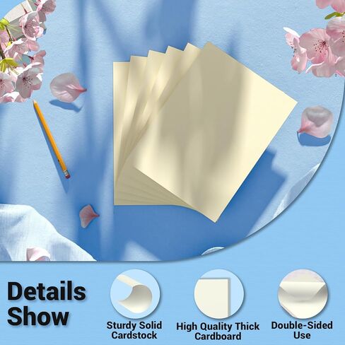 Cream Cardstock 8.5 × 11 ، ورقة طابعة سميكة 75 رطل/200 GSM ، 40 ورقة مخزون البطاقة ، وورقة بطاقات ثقيلة ، ورقات بطاقة فنية للدعوات ، وبطاقات DIY ، وبطاقات العمل ، والقوائم ، والحرفية ، إلخ. in Kuwait